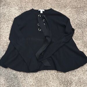 Autumn Cashmere Black long sleeve Tie Front Blouse